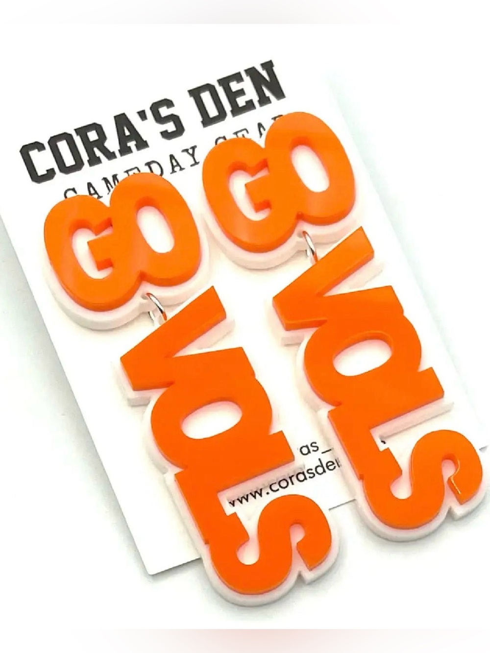 Orange 'GO VOLS” Statement Earrings